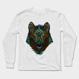 Zentangle Inspired Art-Wolf Long Sleeve T-Shirt